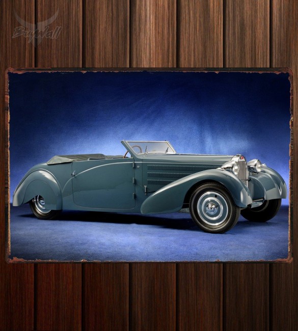 Металлическая табличка Bugatti Type 57 Cabriolet by Gangloff Металлическая табличка Bugatti Type 57 Cabriolet by Gangloff